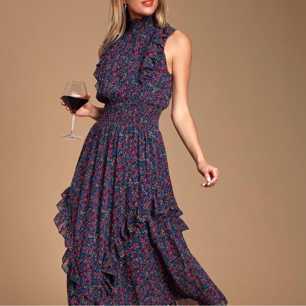 Lulus Floral Midi Dress, Size M